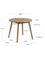 CEVIS tavolo Ø 90 cm in legno massello di acacia per interno o esterno