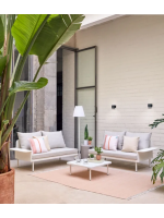 BELFAST angolare e tavolino in alluminio bianco e cuscini in tessuto per esterno terrazzo giardino
