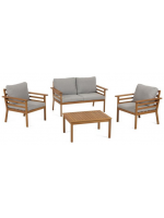 ALIANS living room set in solid acacia wood and cushions included for outdoor and indoor