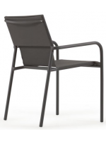 BRANDY color choice in painted aluminum and textilene stackable chair for indoor or outdoor