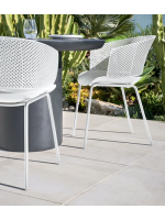 CAMA chaise blanche ou noire avec accoudoirs en métal et polypropylène design pour jardin extérieur terrasse bar glaciers