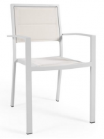 FAST blanche ou noire en aluminium peint et chaise empilable en textilène pour intérieur ou extérieur