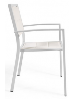 FAST blanche ou noire en aluminium peint et chaise empilable en textilène pour intérieur ou extérieur