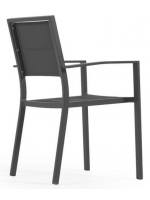 FAST white or black in painted aluminum and textilene stackable chair with armrests for indoor or outdoor