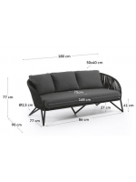 GERMAN sofa in rope and metal with cushions included for indoor and outdoor garden terraces