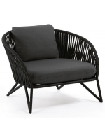 GERMAN fauteuil en corde et métal avec coussins inclus pour les terrasses de jardin intérieures et extérieures