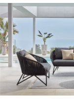 GERMAN sillón de cuerda y metal con cojines incluidos para terrazas ajardinadas interiores y exteriores