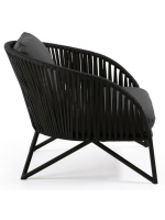 GERMAN fauteuil en corde et métal avec coussins inclus pour les terrasses de jardin intérieures et extérieures