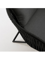 GERMAN Sessel aus Seil und Metall mit Kissen für Gartenterrassen im Innen und Außenbereich