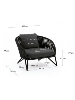 GERMAN sillón de cuerda y metal con cojines incluidos para terrazas ajardinadas interiores y exteriores