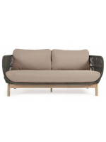 AWARY 3 seater sofa in solid acacia wood covered in rope and removable cushions