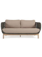 AWARY 3 Sitzer Sofa aus massivem Akazienholz mit Kordelbezug und abnehmbaren Kissen