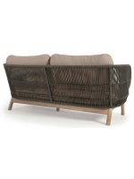 AWARY divano 3 posti in legno massello di acacia rivestito in corda e cuscini sfoderabili