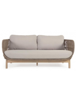 LENOR 3 seater sofa in solid acacia wood covered in rope and removable cushions