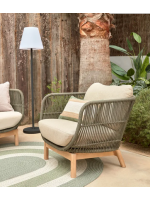 AWARY armchair in solid acacia wood covered in rope and removable cushions for outdoor