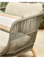 AWARY armchair in solid acacia wood covered in rope and removable cushions for outdoor