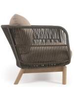 AWARY armchair in solid acacia wood covered in rope and removable cushions for outdoor