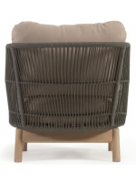 AWARY fauteuil en bois d'acacia massif recouvert de corde et coussins amovibles pour l'extérieur