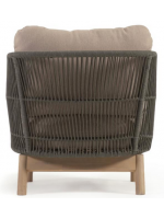 AWARY sillón de madera maciza de acacia revestido de cuerda y cojines desenfundables para exterior