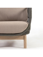 AWARY fauteuil en bois d'acacia massif recouvert de corde et coussins amovibles pour l'extérieur