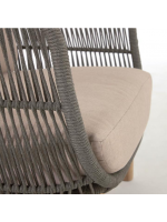 AWARY armchair in solid acacia wood covered in rope and removable cushions for outdoor