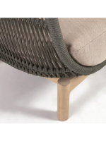 AWARY fauteuil en bois d'acacia massif recouvert de corde et coussins amovibles pour l'extérieur