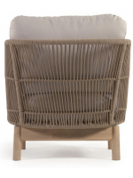 LENOR armchair in solid acacia wood covered in rope and removable cushions for outdoor