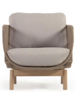 LENOR fauteuil en bois d'acacia massif recouvert de corde et coussins amovibles pour l'extérieur