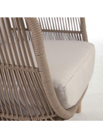 LENOR armchair in solid acacia wood covered in rope and removable cushions for outdoor