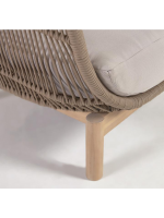 LENOR armchair in solid acacia wood covered in rope and removable cushions for outdoor