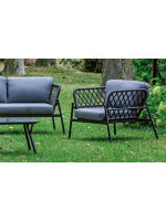 BRUK living room set in aluminum and design rope for outdoor or indoor