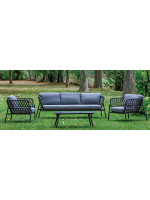 BRUK living room set in aluminum and design rope for outdoor or indoor