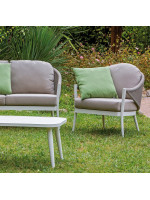 JASMINE set salotto in alluminio bianco e corda beige e cuscini inclusi sabbia design per esterno o interno