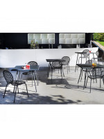 ROTONDA stackable chair in white or anthracite steel for garden terraces hotel bars restaurants contract