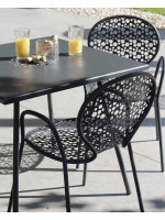 ROTONDA with armrests stackable chair in white or anthracite steel for garden terraces hotel bars restaurants contract