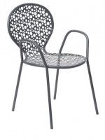 ROTONDA avec accoudoirs chaise empilable en acier blanc ou anthracite pour terrasses de jardin bars d'hôtels restaurants