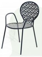 ROTONDA with armrests stackable chair in white or anthracite steel for garden terraces hotel bars restaurants contract