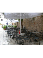 FIONA stackable chair in white or anthracite steel for garden terraces hotel bars restaurants contract