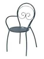 FIONA with armrests stackable chair in white or anthracite steel for garden terraces hotel bars restaurants contract