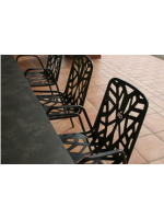 FANCY con braccioli sedia in acciaio bianco o antracite impilabile per giardino terrazzi hotel bar ristoranti contract