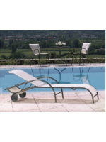 POLO SUNBED stackable sun lounger in steel and textilene fabric for garden terraces by the pool