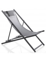 CABEI Chaise longue pliante pour l'extérieur en aluminium peint gris mat pour usage domestique ou contractuel