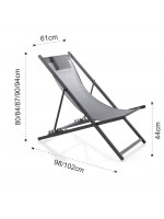 CABEI Chaise longue pliante pour l'extérieur en aluminium peint gris mat pour usage domestique ou contractuel