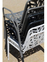 FANCY RELAX stackable armchair in white or anthracite steel stackable for garden terraces hotel bar restaurant contract
