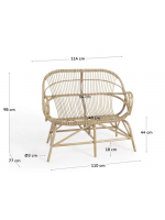 GLEM 2 seater sofa in natural rattan for outdoor garden or terrace