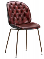 COSMOS en cuero ecológico vintage rojo o marrón y patas en metal pintado color silla capitonnè estilo años 50