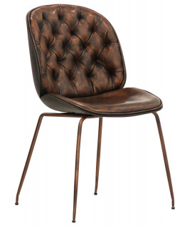 COSMOS in red or brown vintage eco-leather and legs in color painted metal capitonnè chair style 50s home or contract