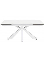 AMORE Table extensible 160x90 240 avec plateau en verre anti-rayures et structure en métal peint design maison