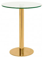 ERMES Tischdurchmesser 60 cm mit Sockel aus poliertem oder satiniertem Messing-Edelstahl und runder Glasplatte für Restaurants