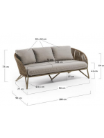 BOLER sofa in rope and metal with cushions included for indoor and outdoor garden terraces